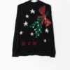 Vintage Christmas Sweater With Large Red Sequin Bow Small