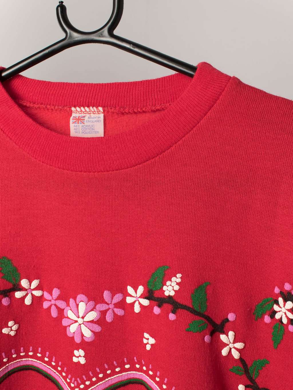 Vintage Christmas Valentines Puppy Love Sweater With Love Hearts Made In England 1980s Medium 3