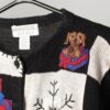 Vintage Dog Christmas Cardigan Sweater With Cute Puppies And Snowflakes Black And White 90s Medium 3