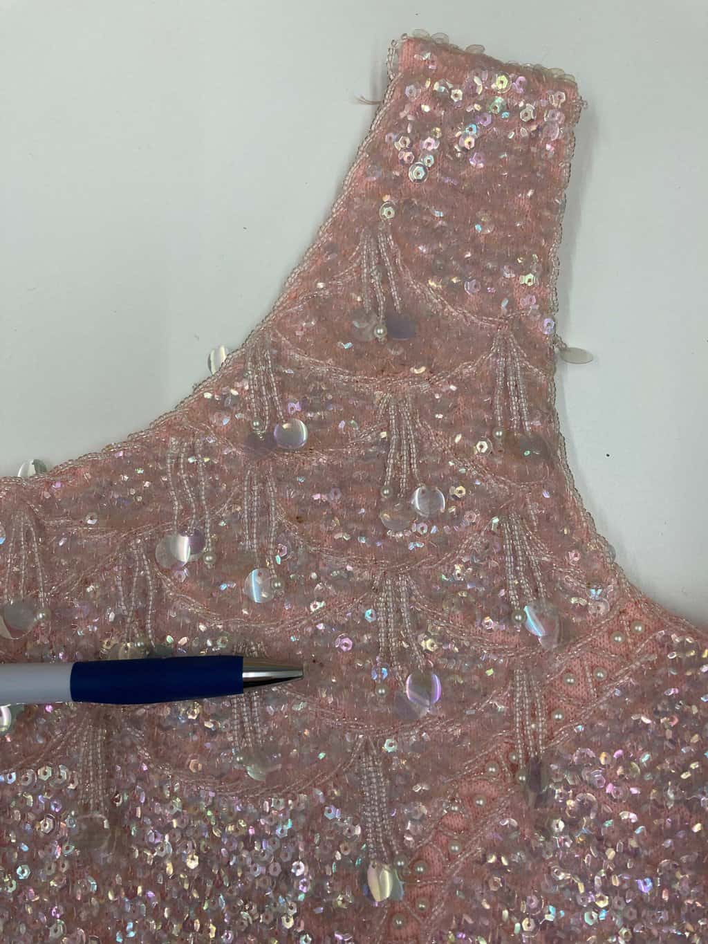 Vintage pastel pink sequin vest sparkly top with beaded fringe details 1960s - Small - Image 5