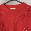 Vintage Red Jumper Sweater Embroidered Red Flowers Winter Berries With Pearl Beads 1990s Small Medium 3