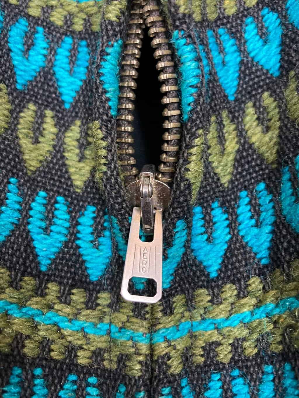 Vintage Scandi Wool Jacket 1960s In Knitted Teal Black By Scandinavian Creations Fiord Cliffs Medium Large 5