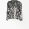 Vintage Silver And Black Party Blouse With Fancy Metallic Swirly Lines 70s 80s Small 4