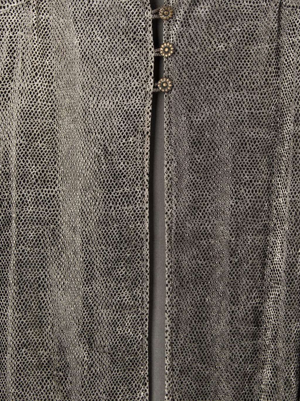 Vintage Silvery Longline Party Top With Faux Snake Skin And Daisy Buttons Made In England Small 3