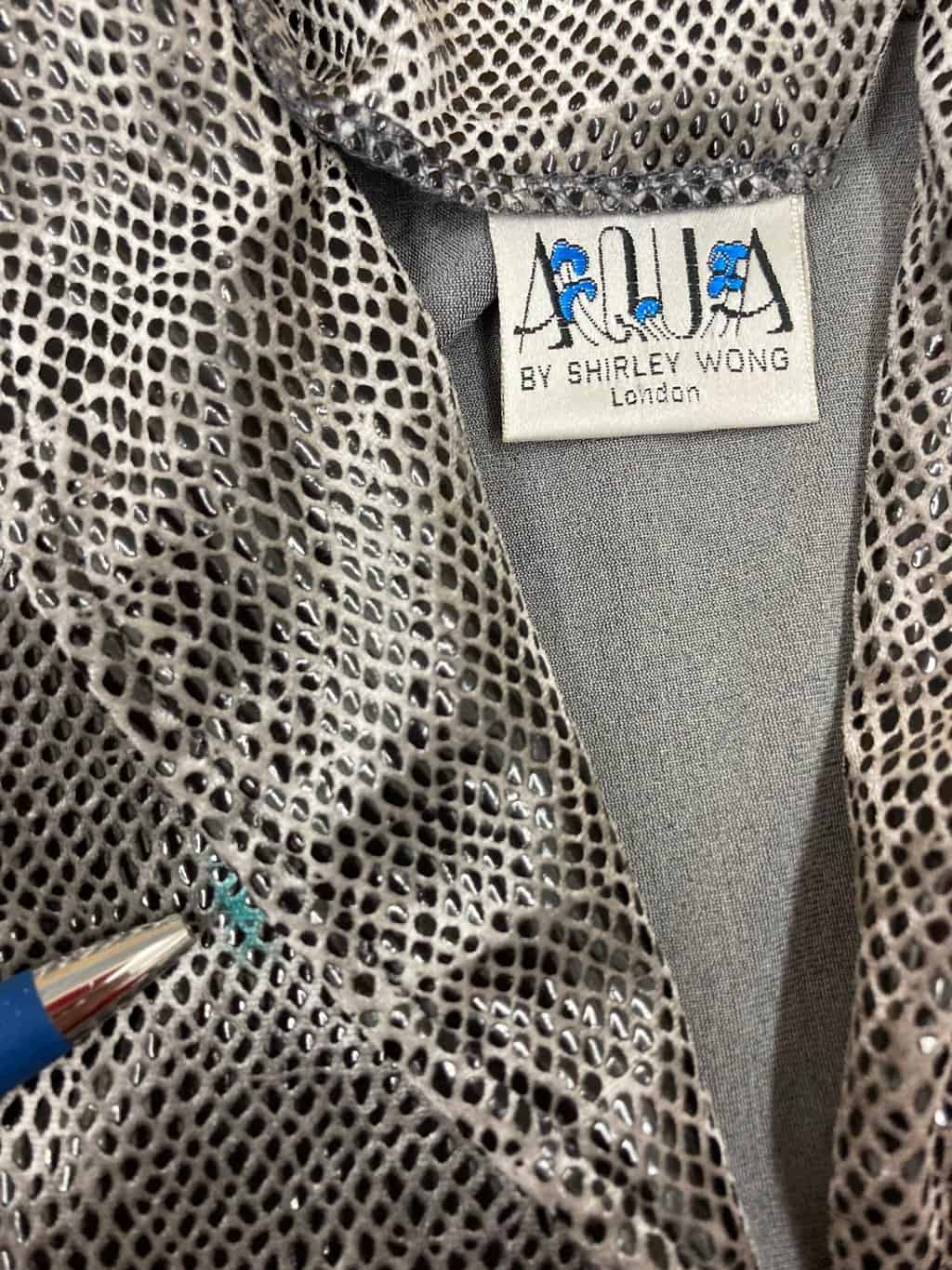 Vintage Silvery Longline Party Top With Faux Snake Skin And Daisy Buttons Made In England Small 6