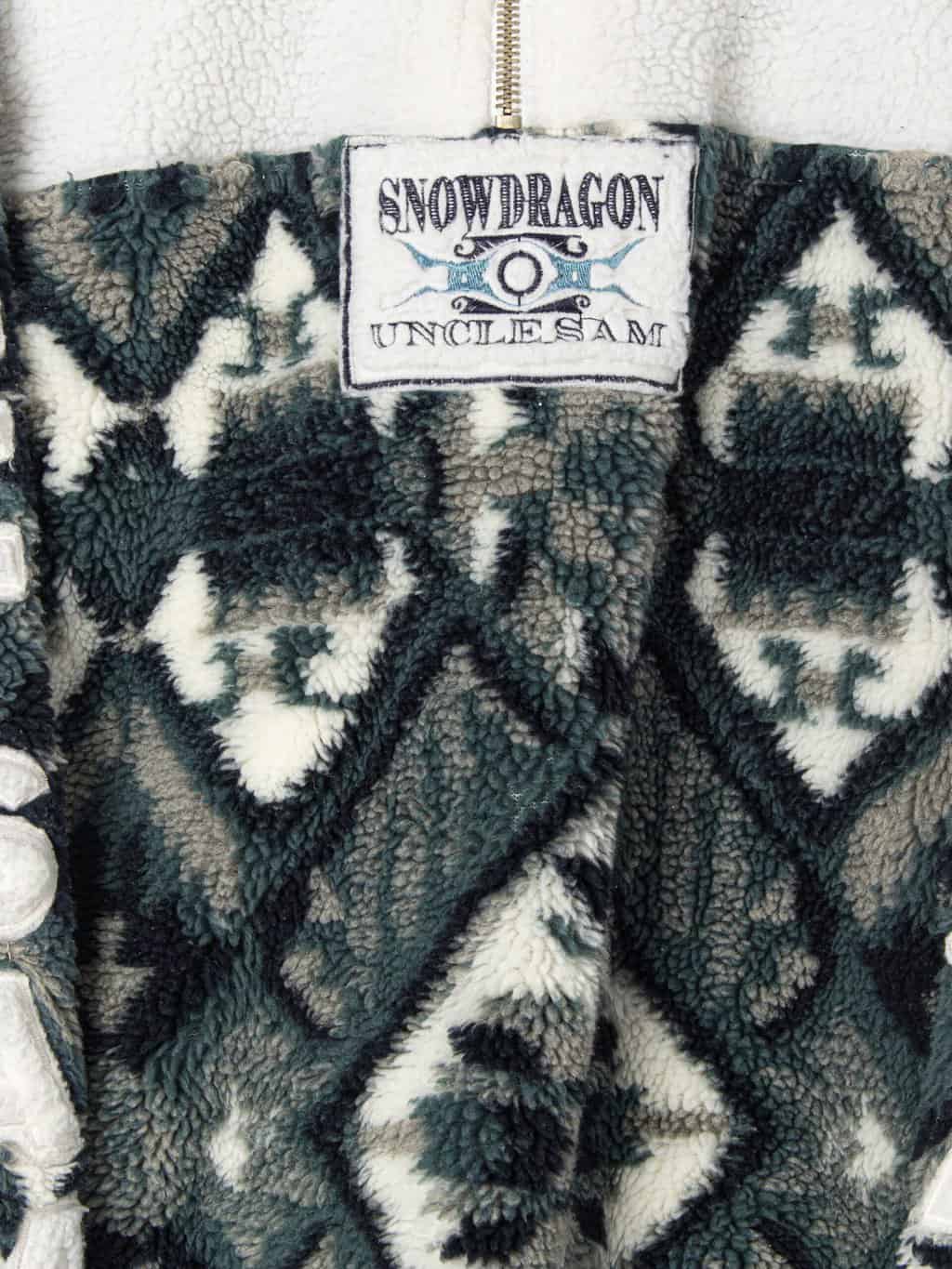 Vintage Uncle Sam fleece 1/4 Zip with amazing arm spellout and geometric aztec pattern - XL - Image 2