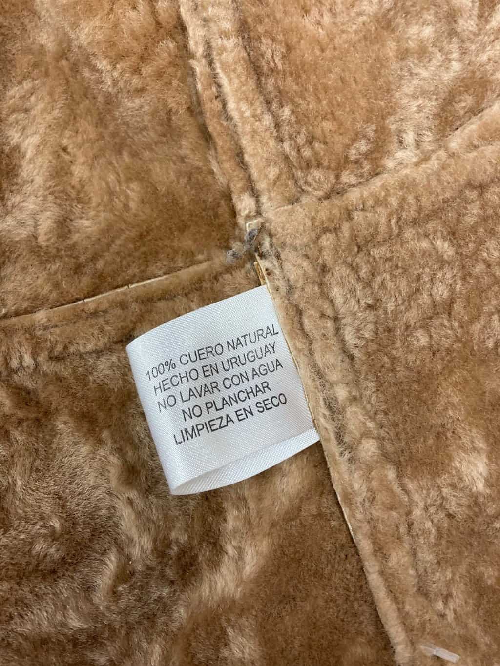 Vintage Sheepskin Jacket Tan Brown Zip Up 1970s Large 6