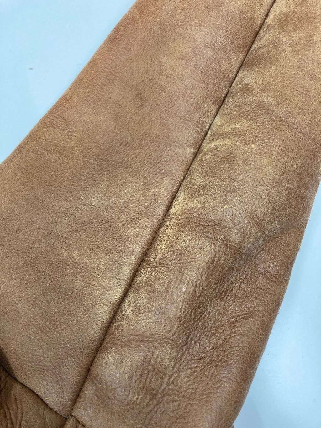 Vintage Sheepskin Jacket Tan Brown Zip Up 1970s Large 7