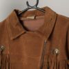 Vintage Suede Jacket Tan Brown With Belt And Fringe Details 1980s Western Inspired Small 3