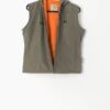 Vintage Wrangler Fleece Lined Gilet In Khaki Military Green And Orange With Hood Y2k Medium