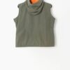 Vintage Wrangler Fleece Lined Gilet In Khaki Military Green And Orange With Hood Y2k Medium 4