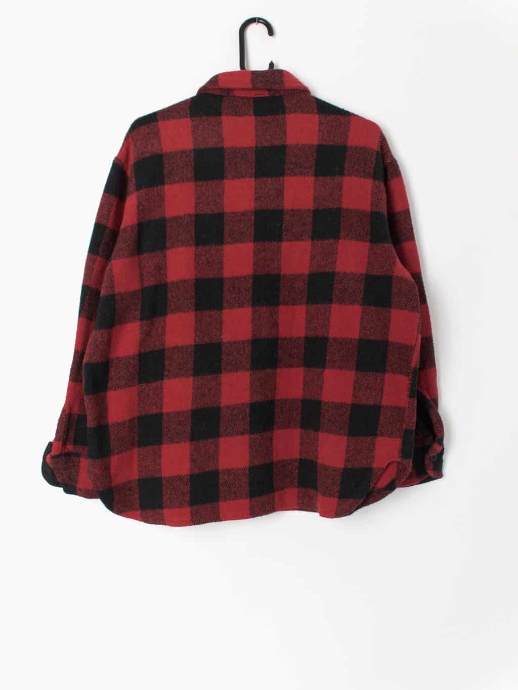 Vintage Wrangler Plaid Shirt Red Black Western Shirt Made In Usa 1980s Large 4