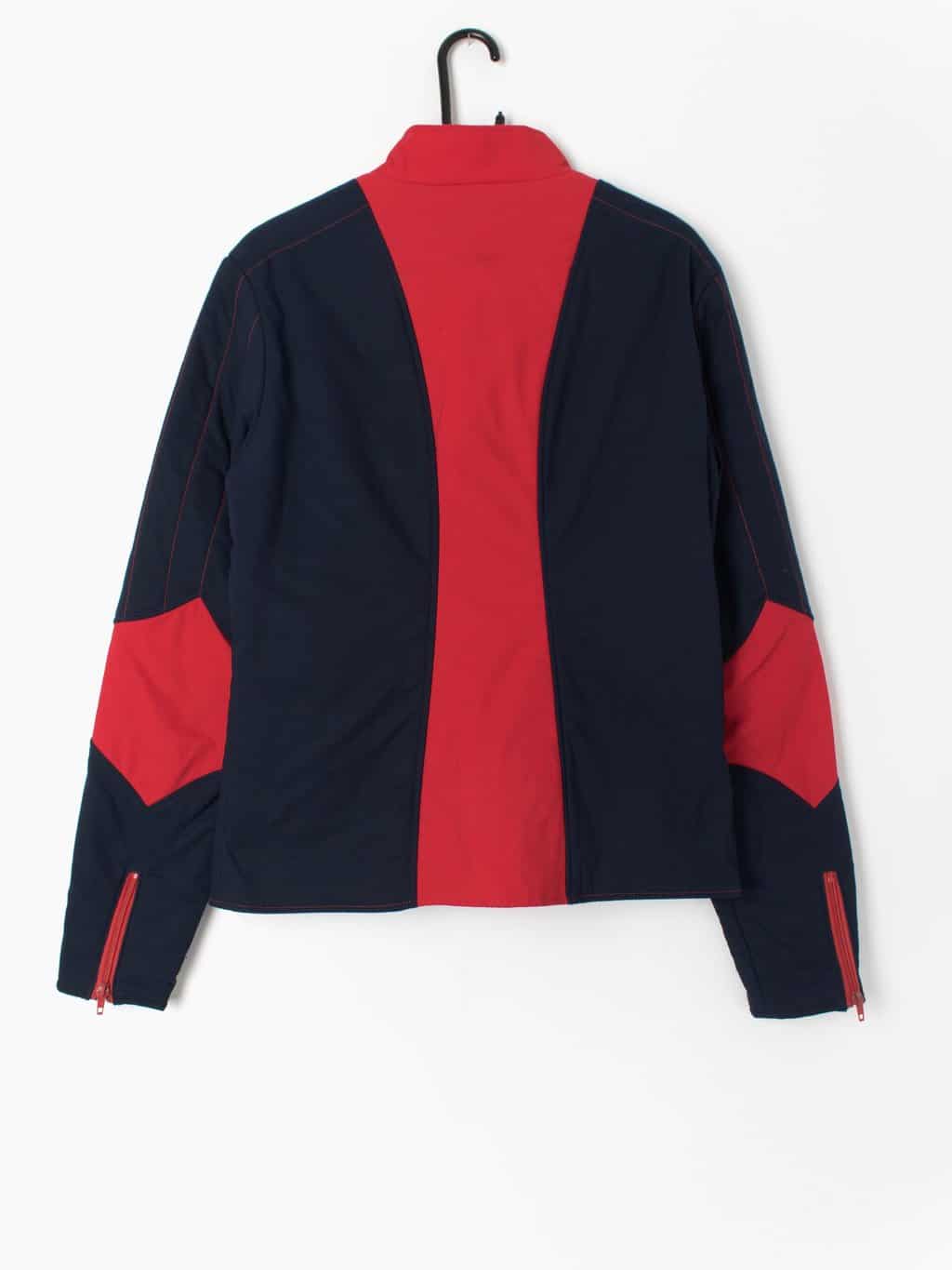 Vintage 70s Fitted Ski Jacket By Anba Of Austria Navy Blue And Red Geometric Pattern Large 4