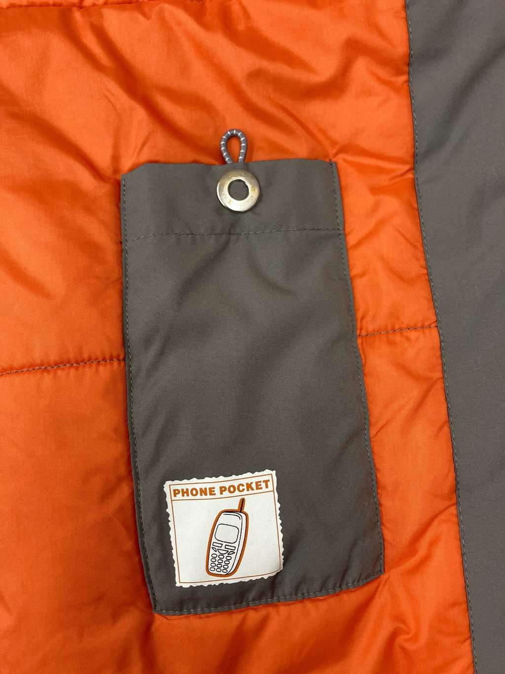Vintage Champion Padded Sports Jacket Grey With Orange Lining Small 6