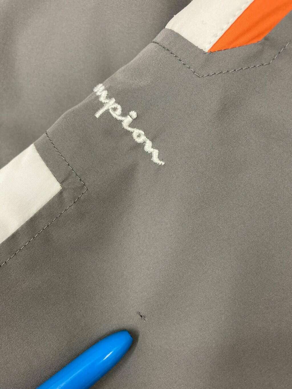 Vintage Champion Padded Sports Jacket Grey With Orange Lining Small 8