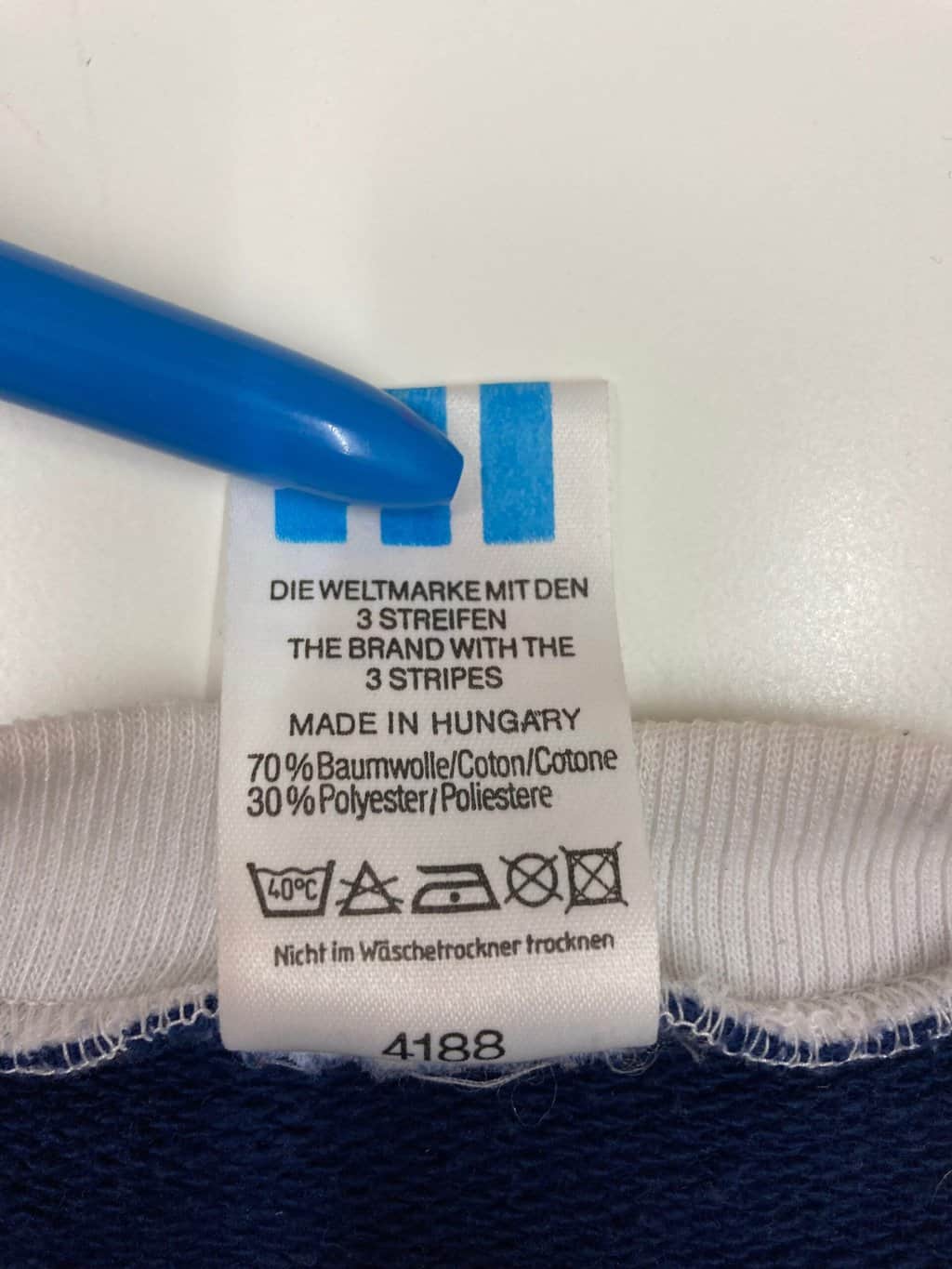 Rare Womens 80s Adidas Sweatshirt In Navy With Red White Stripes Medium 6