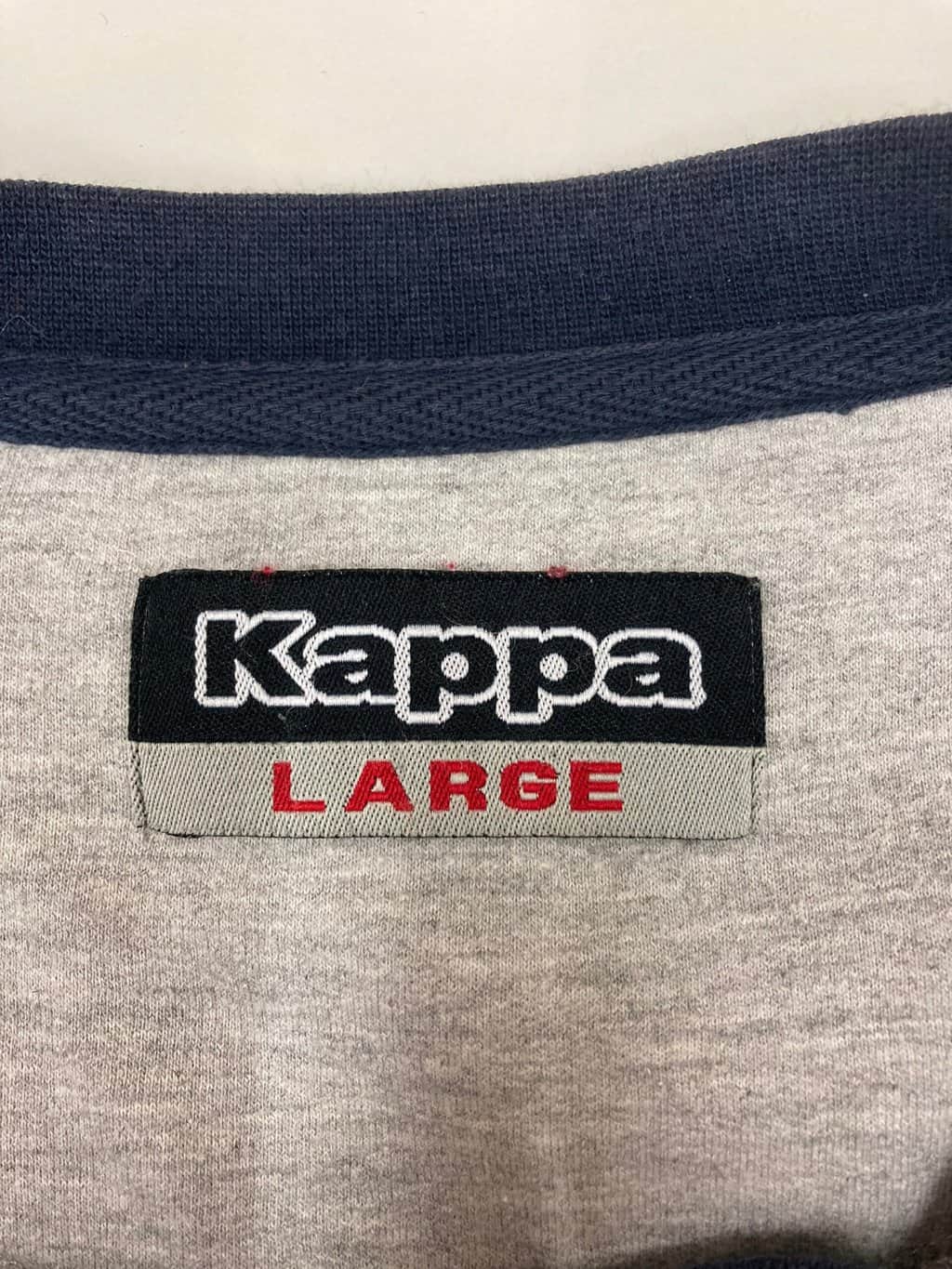 Vintage 90s Kappa Spellout Sweatshirt In Navy With Red And White Embroidered Logos Medium 4