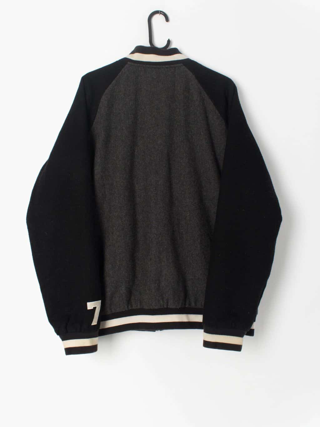 Vintage Adidas Varsity Jacket Black And Grey Wool With Basketball Logo Xl 3