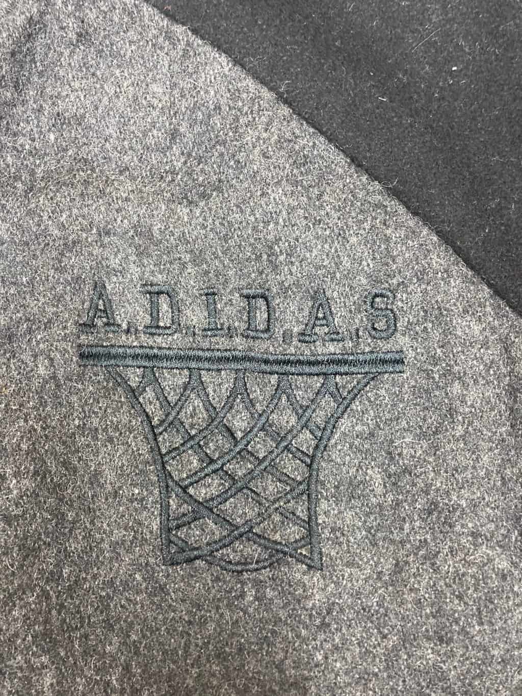 Vintage Adidas Varsity Jacket Black And Grey Wool With Basketball Logo Xl 5