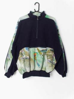 Vintage Benger Sportswear Navy Fleece With Colourful Windsurfing Pattern Made In Austria Large