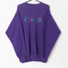 Vintage Canada Sweatshirt Purple With Colourful Embroidered Spellout Made In Canada Large