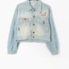 Vintage Cropped Denim Jacket 80s Stone Washed Jean Jacket By Jet Line Jeans Small