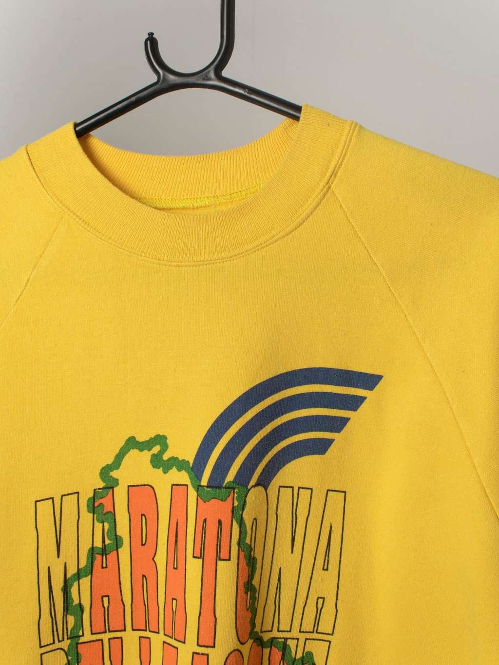 Vintage Graphic Sweatshirt In Yellow With Maratona Delle Acque Italian Marathon Print Small Medium 2