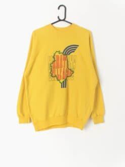 Vintage Graphic Sweatshirt In Yellow With Maratona Delle Acque Italian Marathon Print Small Medium