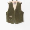 Vintage Looney Tunes Waistcoat Green Leather With Embroidered Taz Detail 90s Large Xl