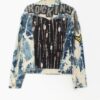 Vintage Rockins Denim Jacket Hand Customised Bleached Design Small