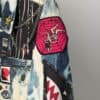 Vintage Rockins Denim Jacket Hand Customised Bleached Design Small 4