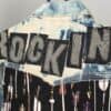 Vintage Rockins Denim Jacket Hand Customised Bleached Design Small 5