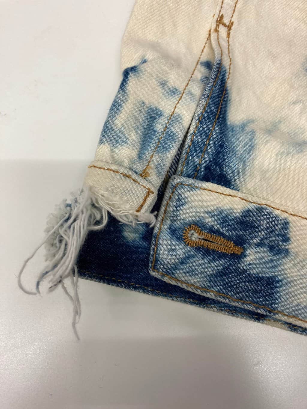 Vintage Rockins Denim Jacket Hand Customised Bleached Design Small 9
