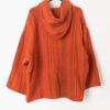 Vintage Wool Baja Hoodie Orange South American Aztec Festival Jumper Large 4