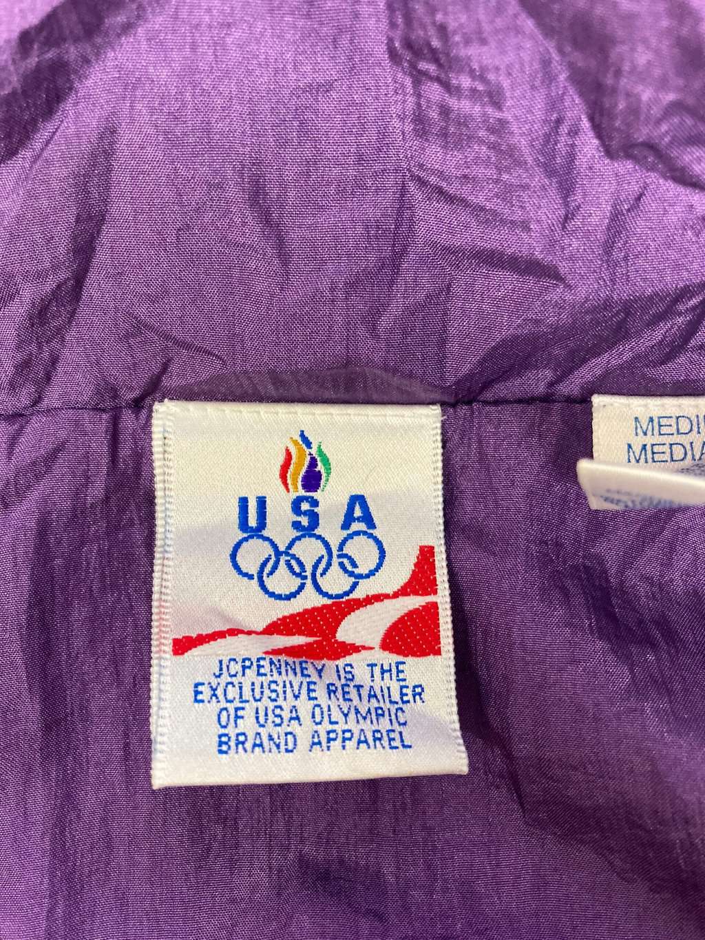 90s Vintage Womens Purple Shell Jacket Usa Olympic Apparel Medium 5