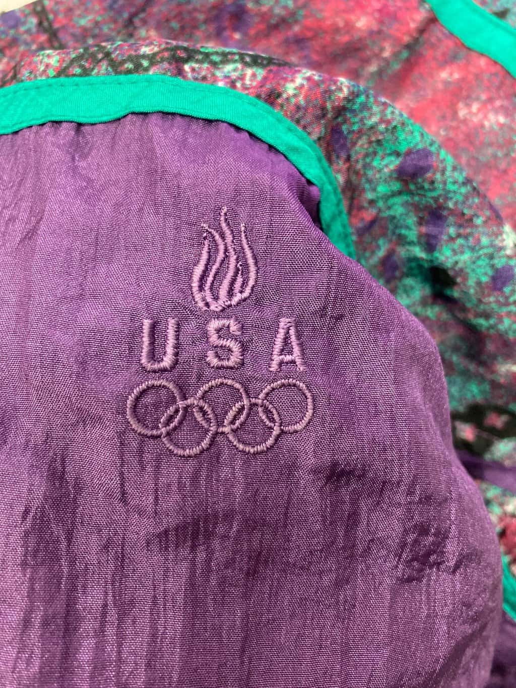 90s Vintage Womens Purple Shell Jacket Usa Olympic Apparel Medium 6