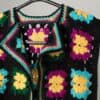 Vintage Longline Crochet Vest Waistcoat Floral Yellow Purple Blue Hippy Vibes 1970s Xs Small 2