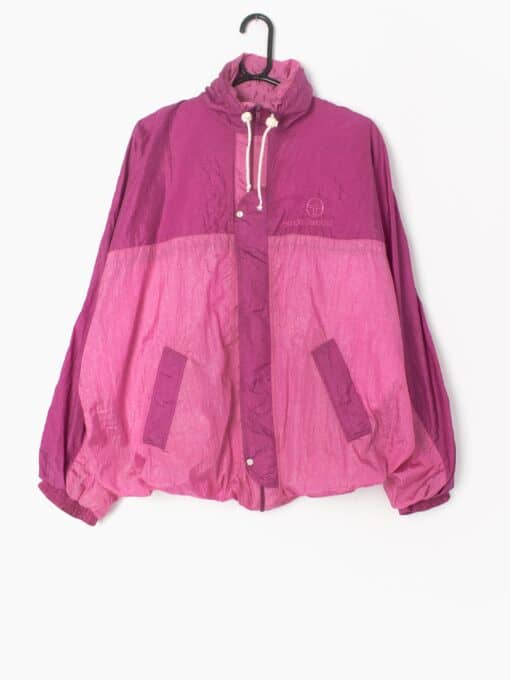 Vintage Pink Shell Jacket 80s Sergio Tacchini Bold Two Tone Windbreaker Large