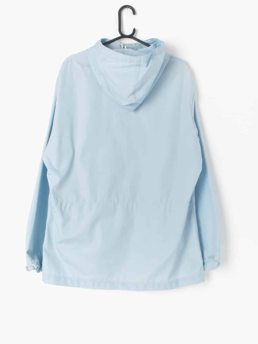 Vintage Womens Sky Blue Lightweight Parka Jacket With Hood And Drawstring Waist Medium Large 3