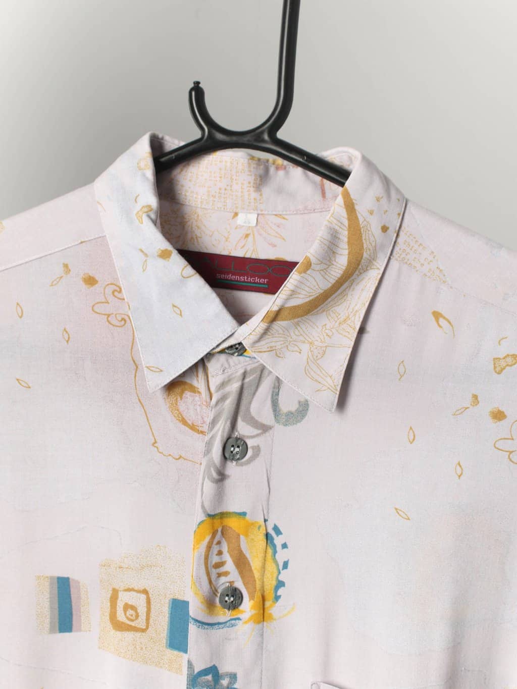 Mens Vintage Abstract Shirt With Abstract Brushstroke Floral Design Large Xl 2