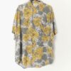 Mens Vintage Floral Shirt In Yellow And Grey One Front Pocket Large Xl
