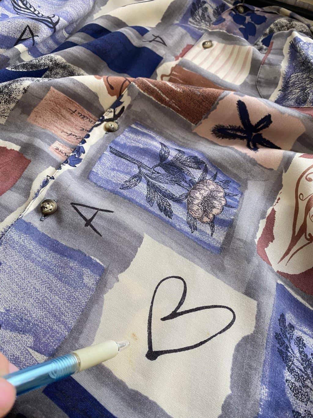 Vintage Burton Shirt With Abstract Pattern Including Hearts Flowers Leaves And Stars Large 4