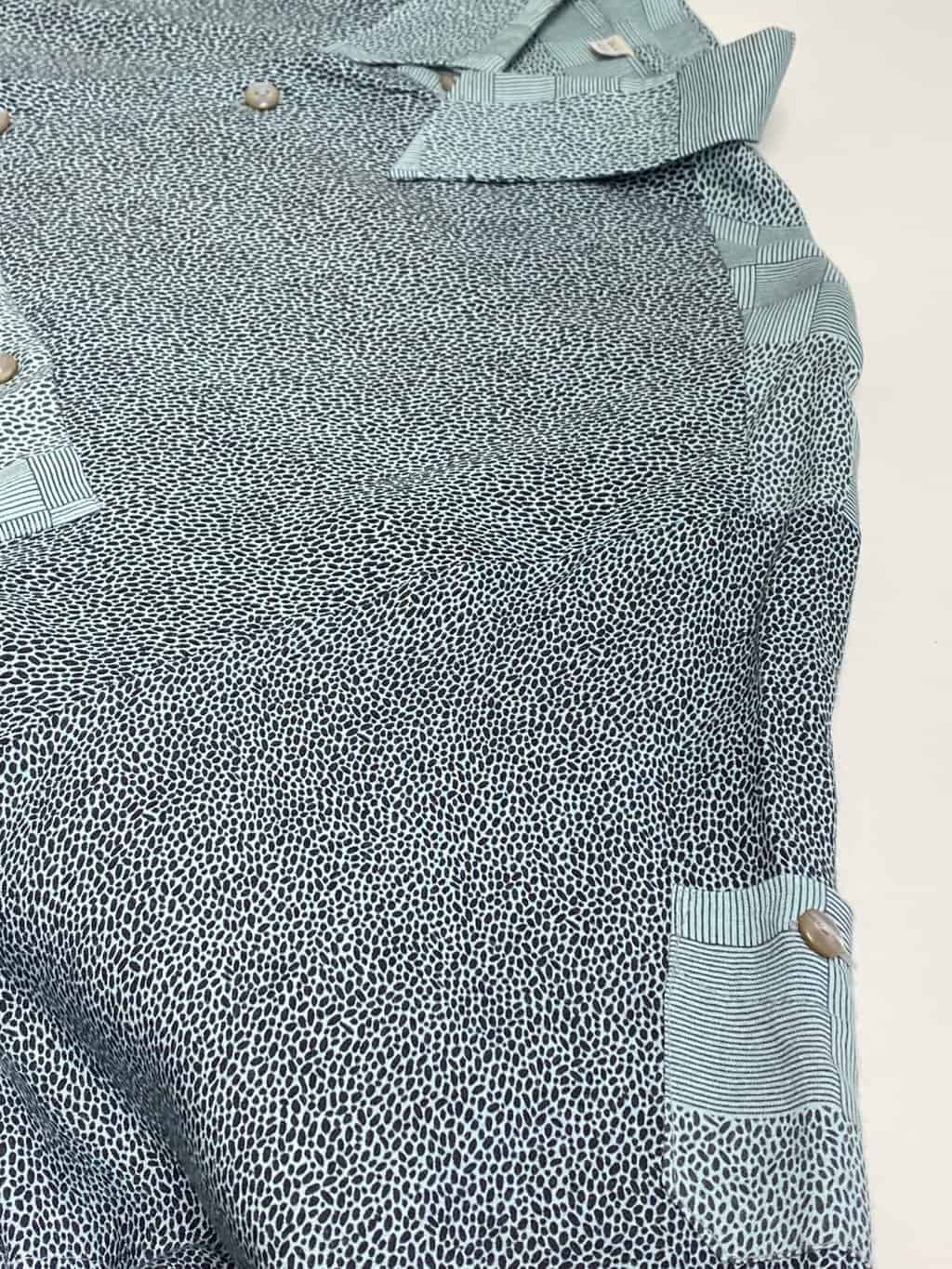 Vintage Patterned Shirt In Aqua Green And Black Dotty Print Large 4