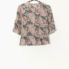 80s Vintage Laura Ashley Blouse In Pastel Pink And Green Floral Print Made In Great Britain Small Medium