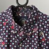 90s Mens Vintage Abstract Shirt Navy Blue With Unique Fish And Hook Print Large 2