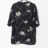90s Silk Vintage Hawaiian Shirt Dark Blue With White Floral And Blue Plant Print Xl 3