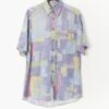 90s Vintage Abstract Shirt With Lilac And Pastel Print And Short Sleeves Medium
