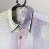 90s Vintage Abstract Shirt With Lilac And Pastel Print And Short Sleeves Medium 2