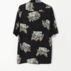 90s Vintage Hawaiian Shirt Black With Bold Postcard Style Print Small Medium 3