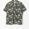90s Vintage Hawaiian Shirt Black With Sea Turtle And Tropical Leaf Print Made In Hawaii Medium